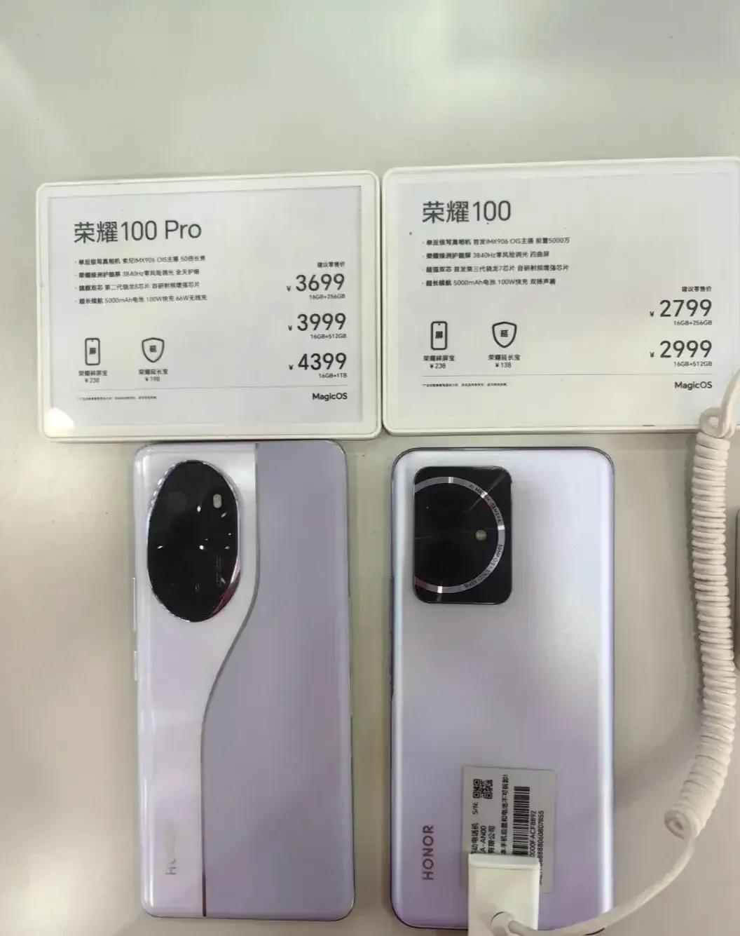 荣耀100系列的两款手机，虽然都展现出了荣耀品牌的精湛工艺和卓越性能，但它们在细