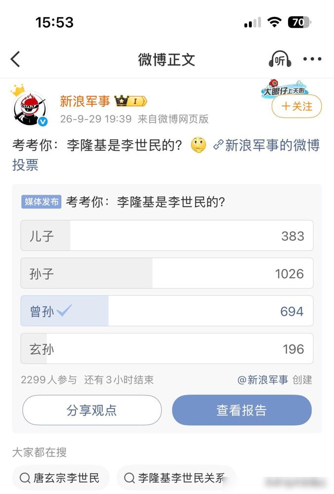李隆基是李世民的什么？投票最多的竟然是孙子这一栏，这些人的历史是怎么学的？

说