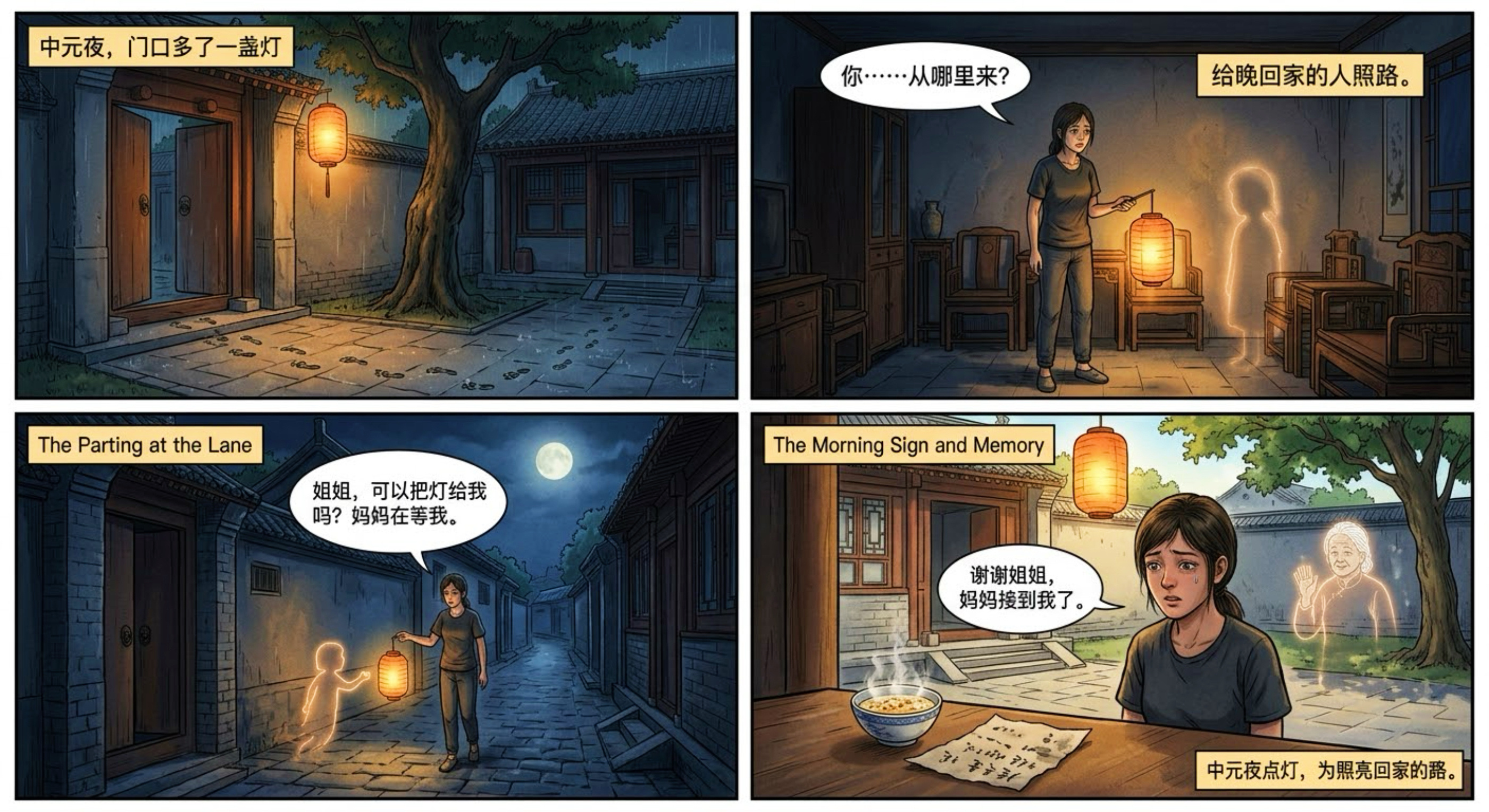 中式恐怖中元节 “人鬼之间其实都是惦念” 【原创】《门口多了一盏灯》七月十五，中