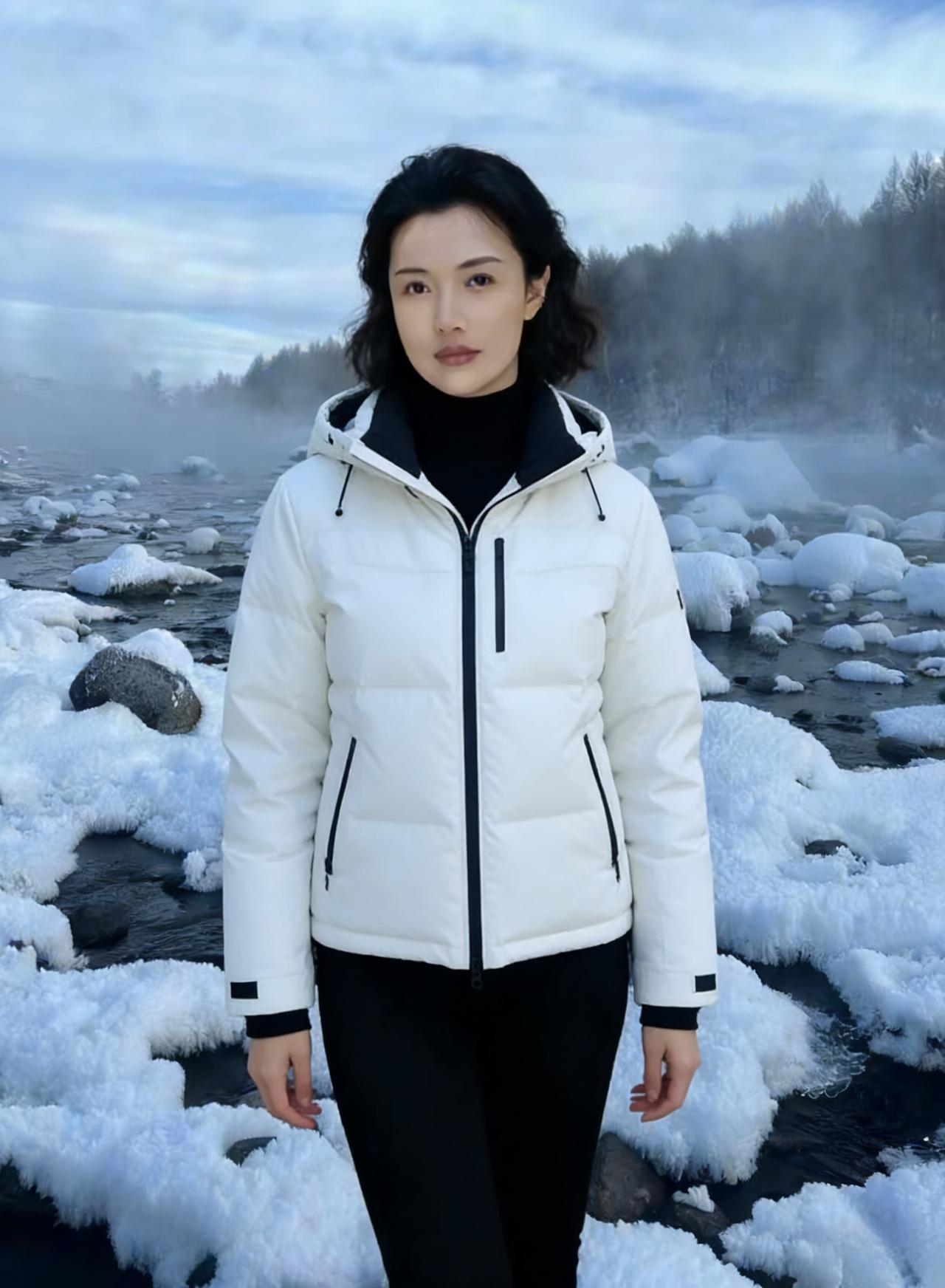 雾锁寒江雪满汀，孤舟泊岸寂无声。
玄衿暗裹三冬暖，白袄明裁一片冰。
乱石凝霜封水