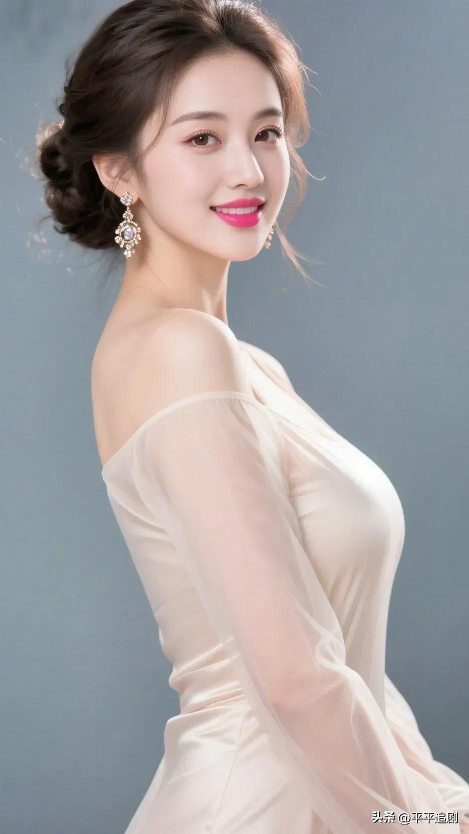 轻纱漫过肩颈，笑意藏着星光，温柔在时光里缓缓流淌。
中年女性精致感 温柔感女性