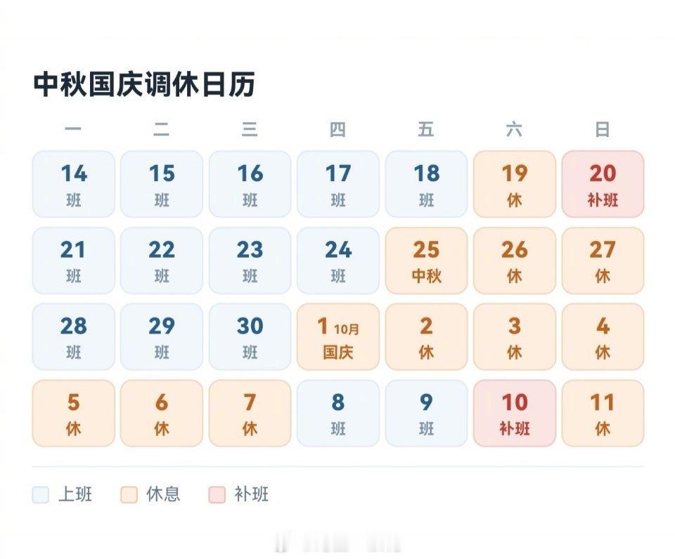 上1休1上5休3中秋国庆上1休1上5休3，这调休谁顶得住。拼凑出的长假全是疲惫，