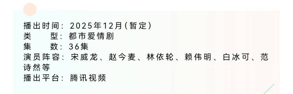 宋威龙、赵今麦、赖伟明《骄阳似我》播前招商，预计12月中旬🐧播出 