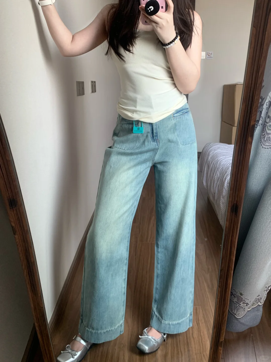 158/108微胖梨形买到超满意九分阔腿裤！🥰