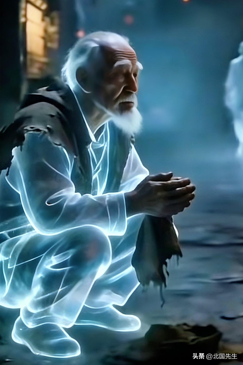 清明节为何要烧纸，老话说：
阳间有阳间的规矩，
阴间有阴间的法则。

图里的老人