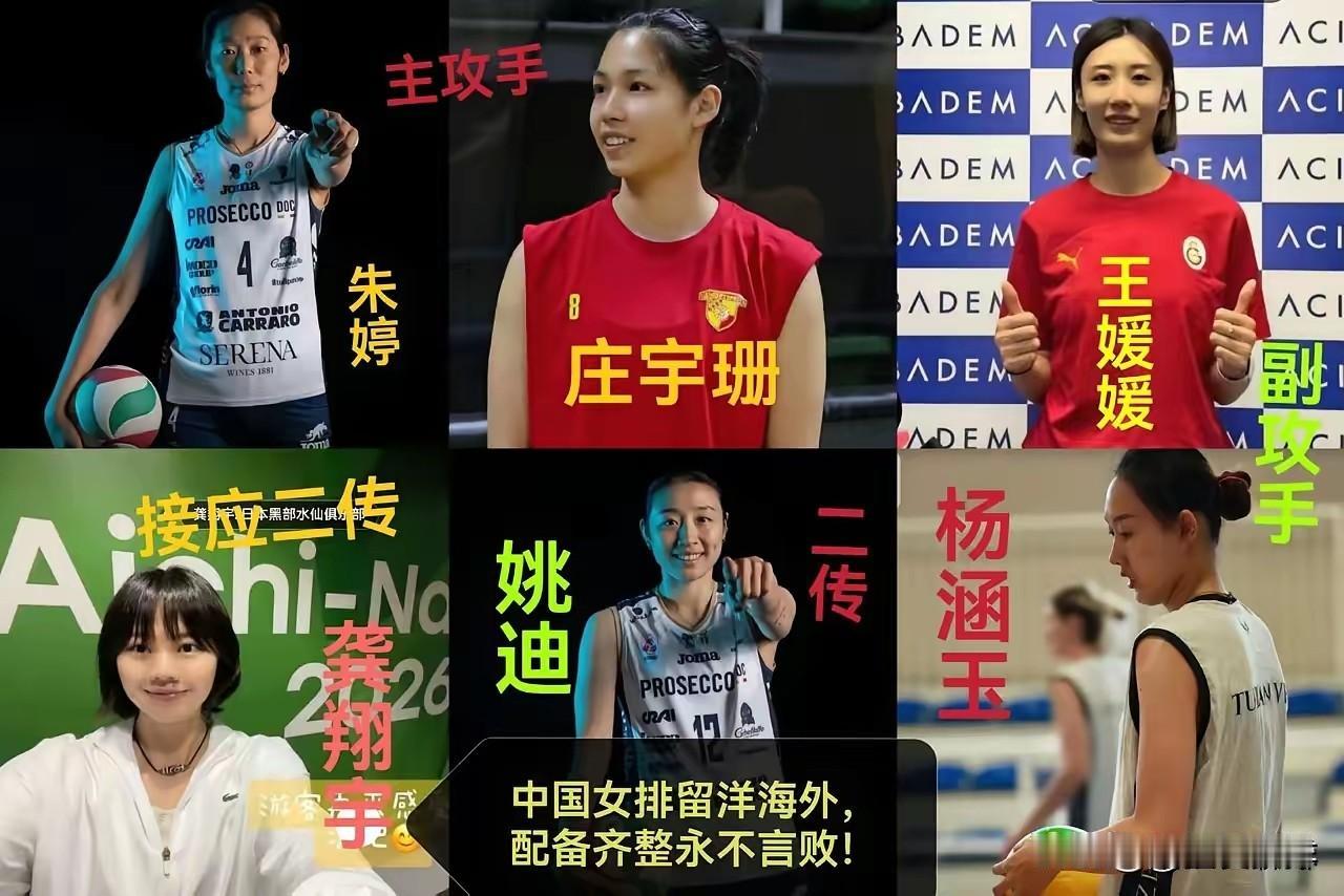 2026-2027赛季中国女排留洋球员汇总：
女排球员一共十三人出国打球！分别是