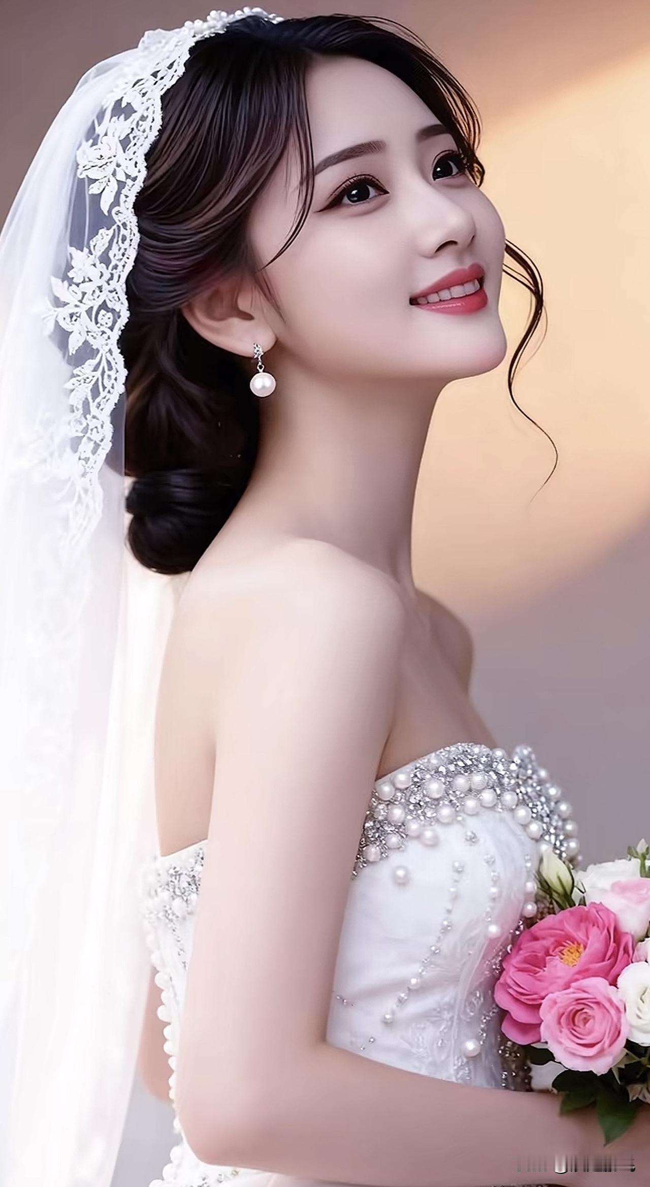 梦幻婚纱照，甜美笑容，珍珠闪耀，幸福时刻定格！💍✨🌹梦幻婚礼照 甜美婚纱写真