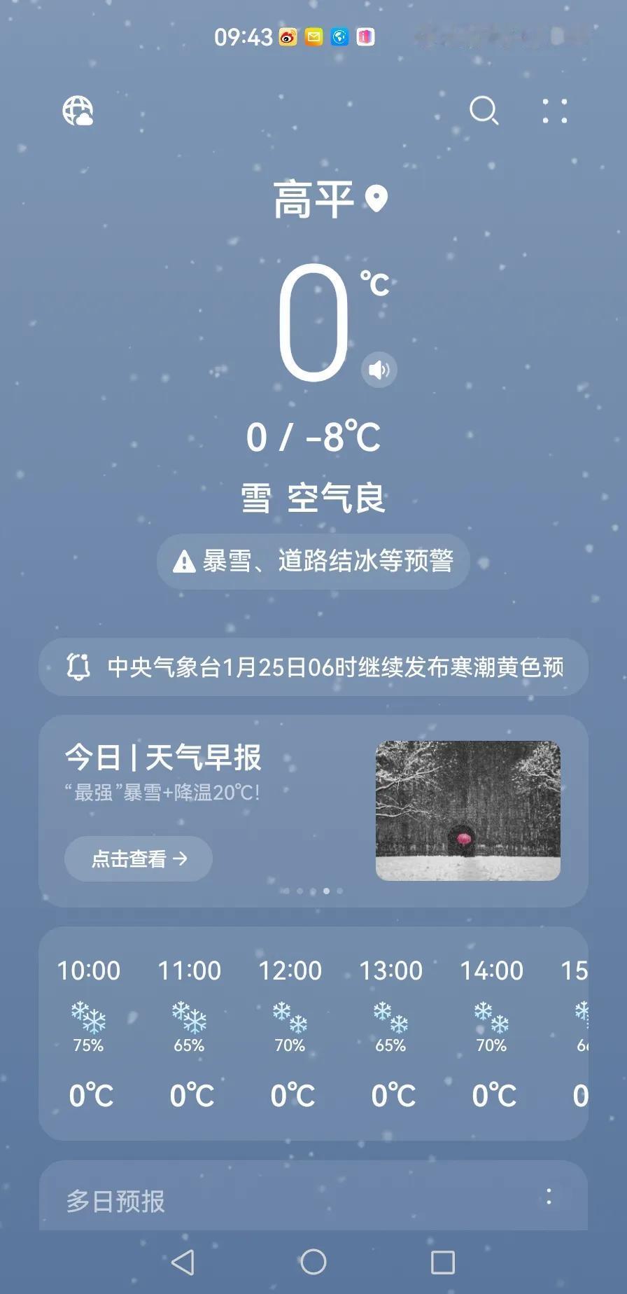 天气预报，本地未来18个小时持续下雪。
天气实况，过去两天下雪没多少痕迹。
希望