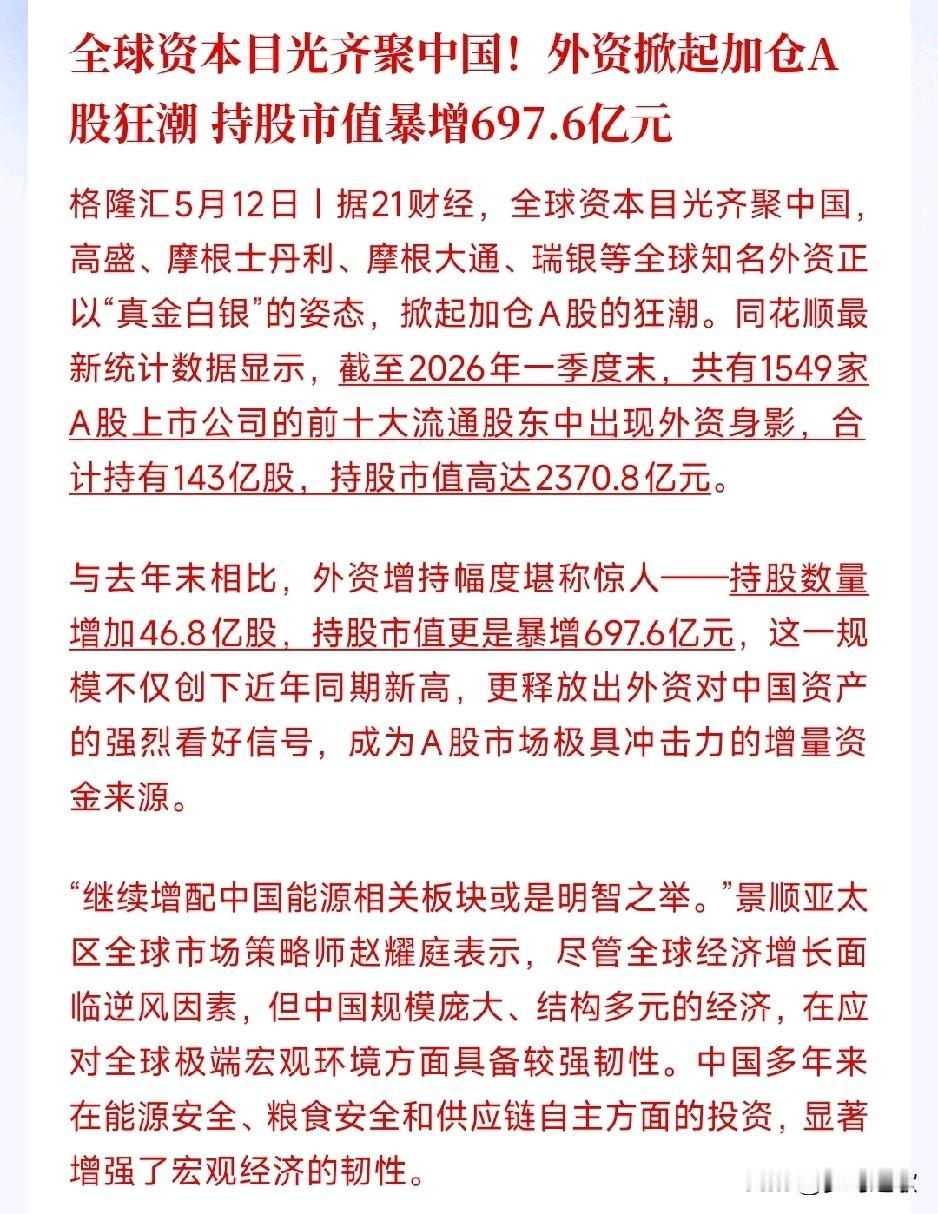 有消息称：全世界的投行都盯上A股了，都在拼命加仓
今年一季度末，有1549家A股