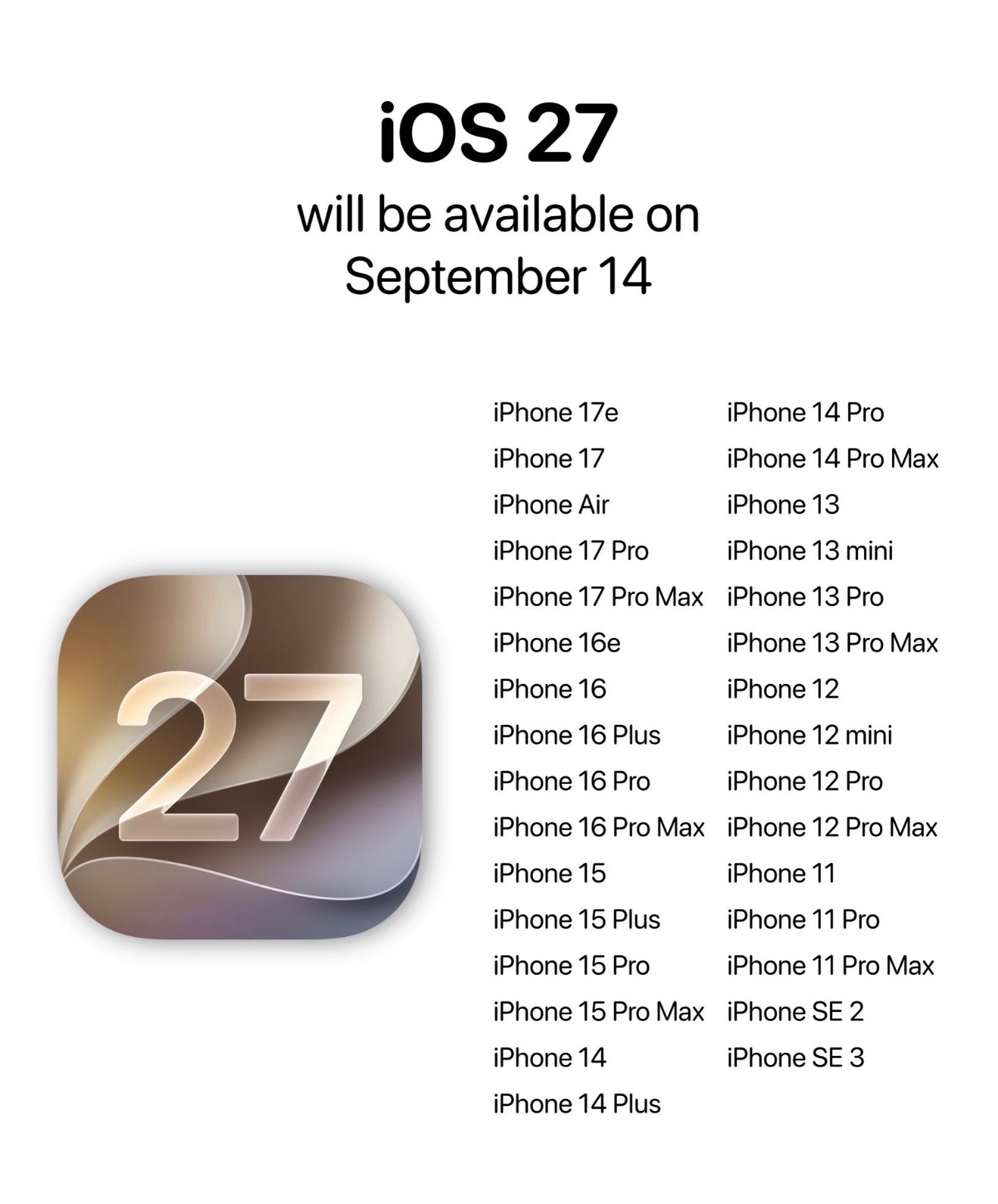 iOS 27将于9月14日正式推送更新！专为折叠iPhone Duo深度定制，界