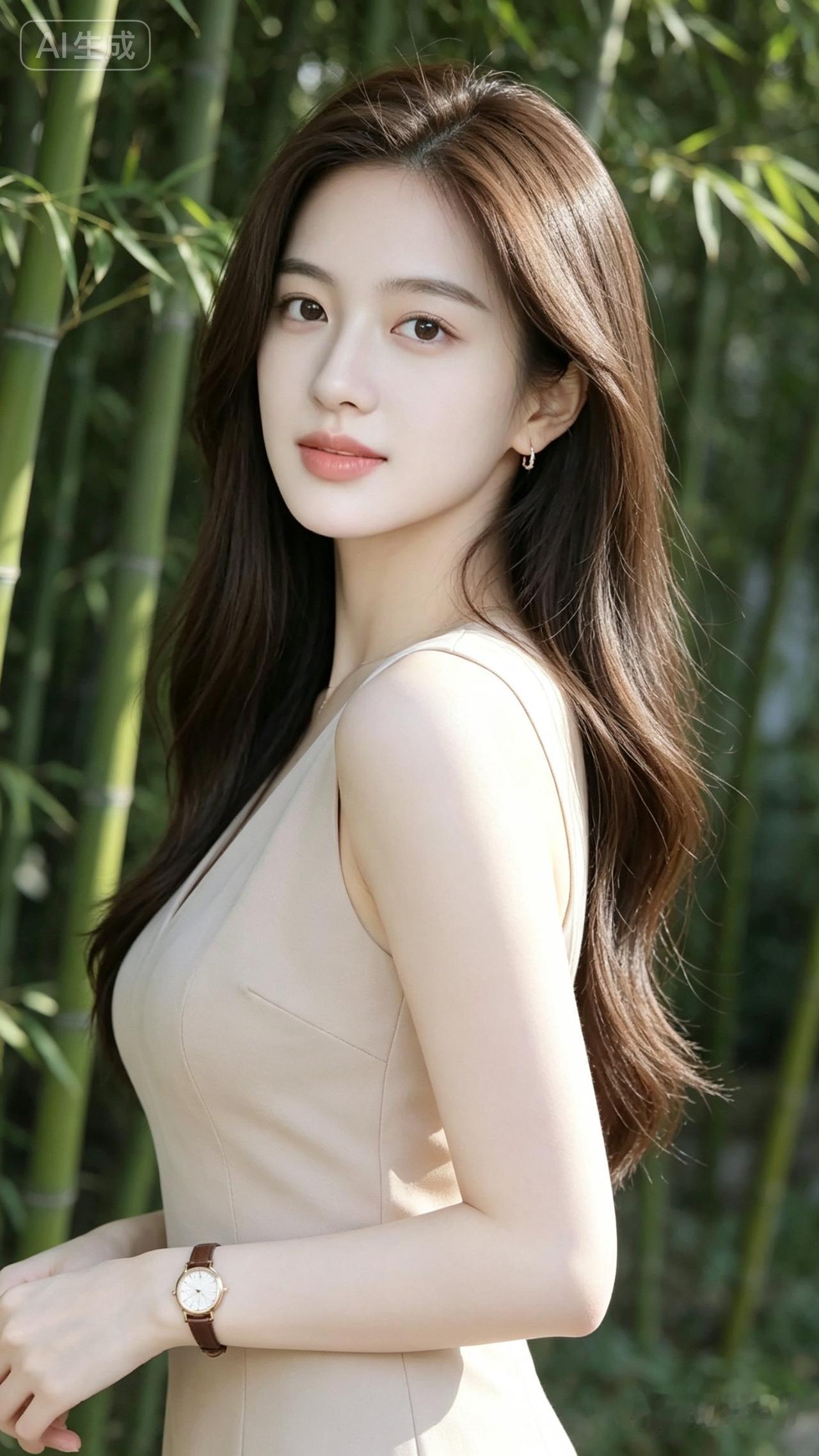 竹林中的温柔少女，清新自然，美不胜收！