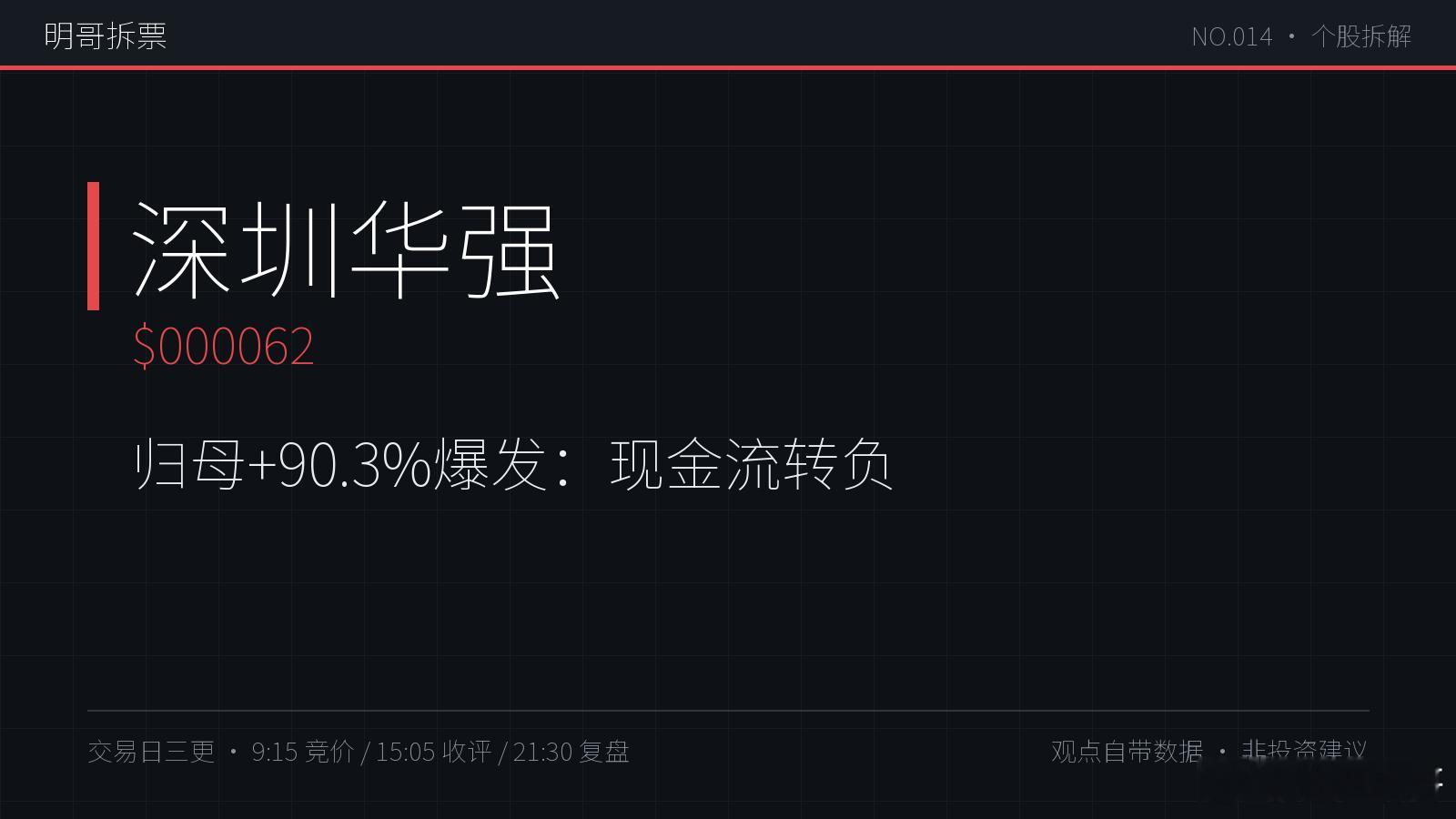 【明哥拆票 NO.014】深圳华强 000062：今天 24.85 元涨停。Q1