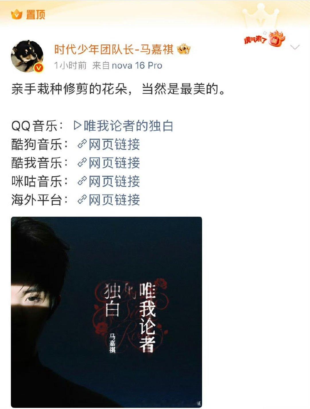 马嘉祺换置顶马嘉祺置顶都换了 马嘉祺置顶都换了、必须重视了 