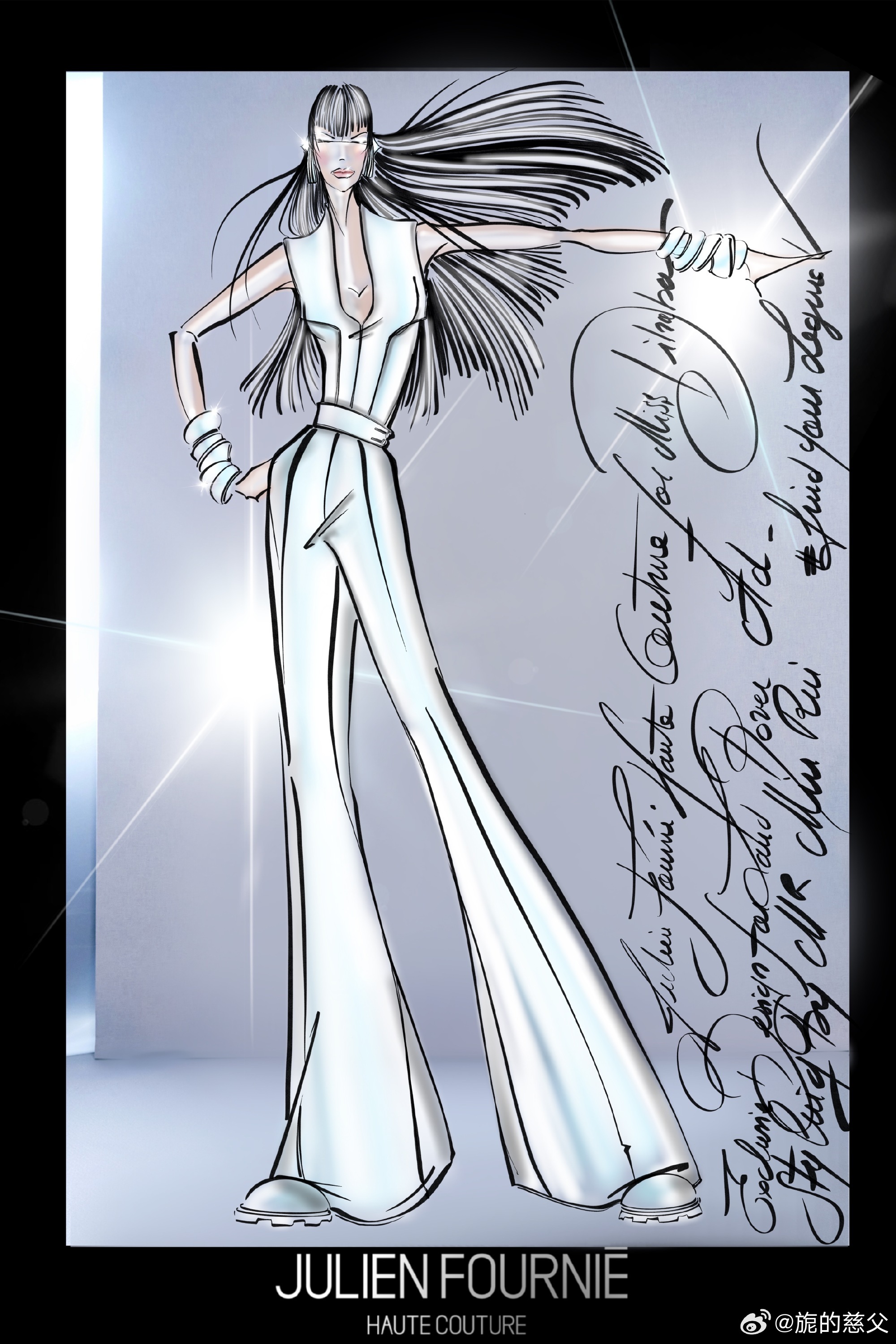 迪丽热巴路虎卫士活动上身Julien Fournié Custom Haute 