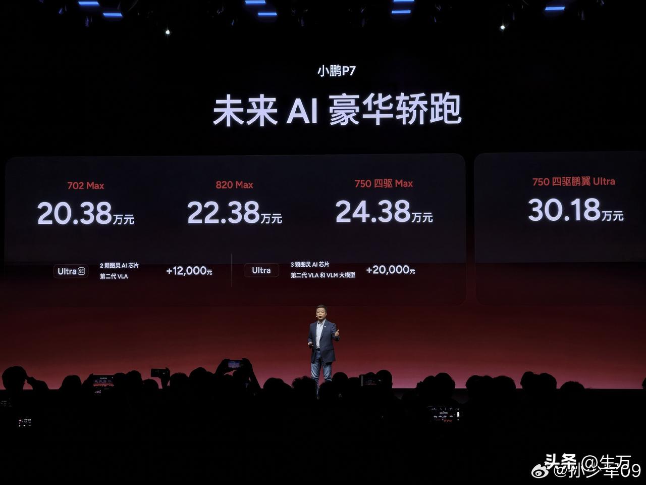 20.38万，小鹏P7出来了！

今天晚上，何小鹏把他们的经典车型P7，重新弄了