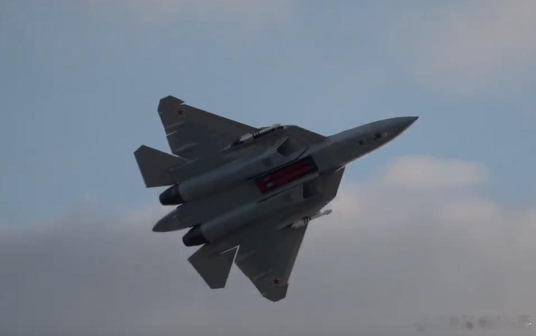 外媒：苏-57战机打开前部内置弹舱飞行，内载两枚反辐射导弹 ​​​