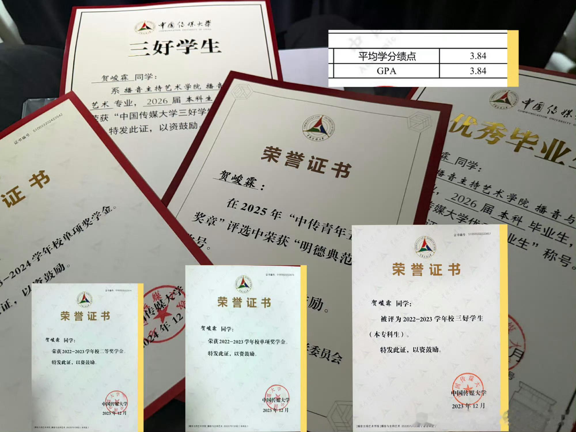 贺峻霖的平均学分绩点这个贺峻霖简直不要太优秀！！ 