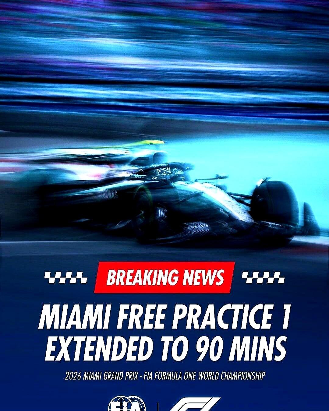 F1这操作，真是活久见。

迈阿密大奖赛，一场练习赛硬生生给加了30分钟，从60