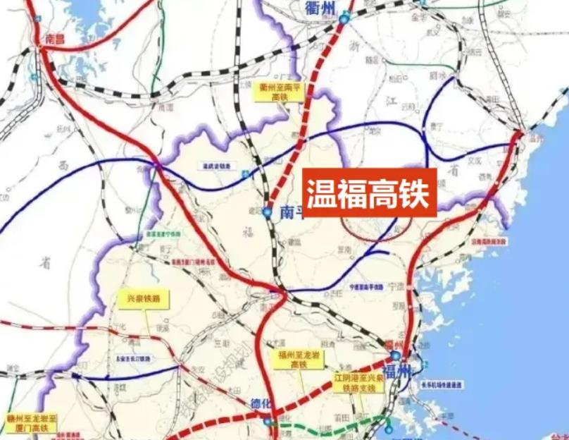 浙闽之间的高铁通道布局，除了在建的温福高铁，还有哪些线路在规划视野中？
丽水经云
