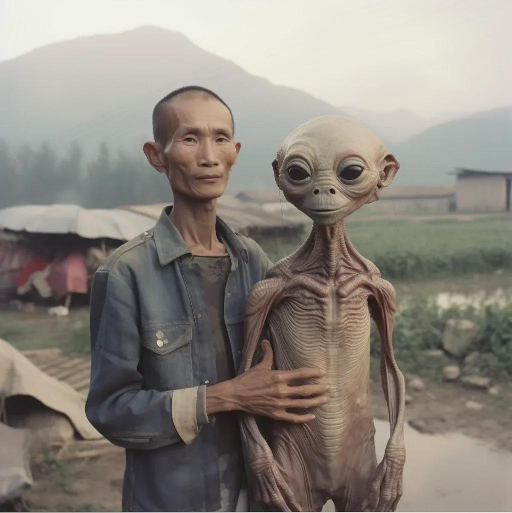 1976年，南方某村庄的村民们正在田里劳作，突然听见轰的一声，一个巨大的飞碟从天