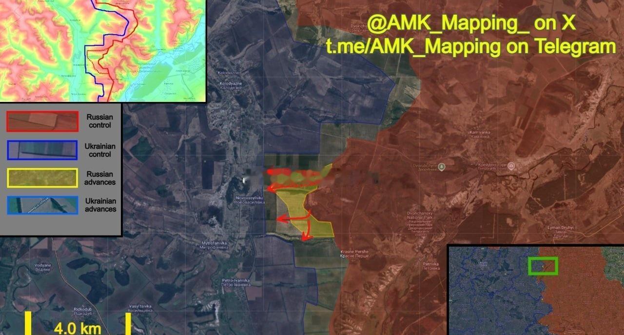 在大布尔卢克方向，俄军从东部重新发起对诺沃瓦西利夫卡的攻击行动，在高地上取得了新