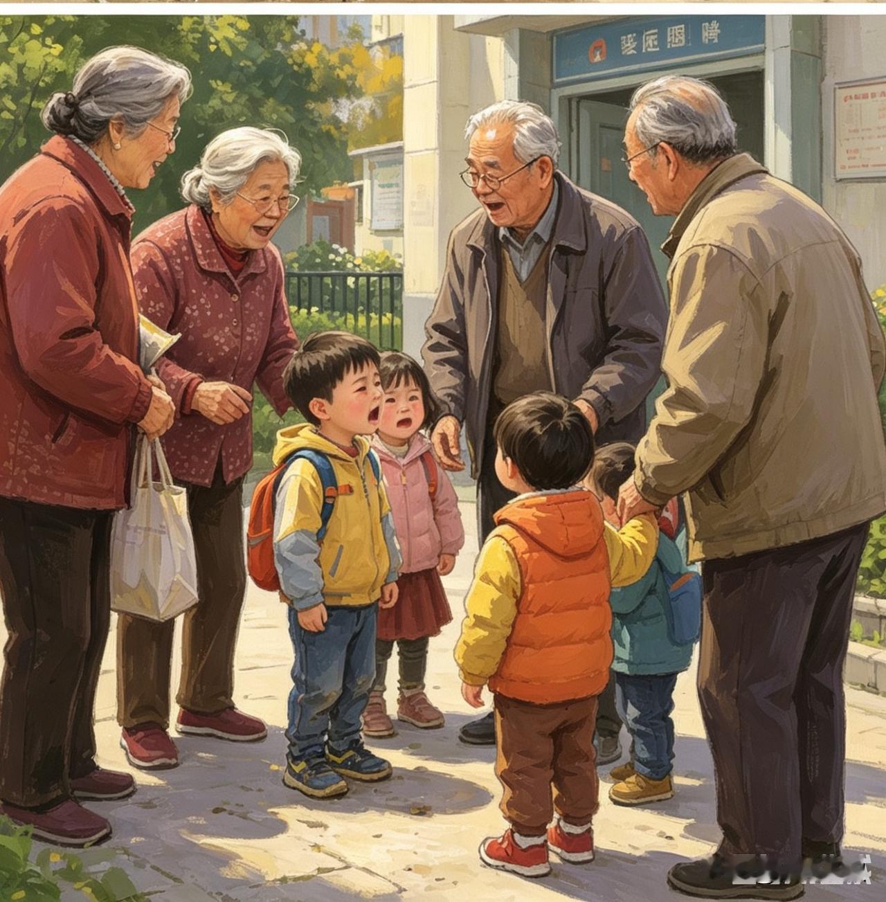 “还好是外婆带的孩子。”

昨天在小区小公园，一个四五岁的小男孩拿着一根木棍在树