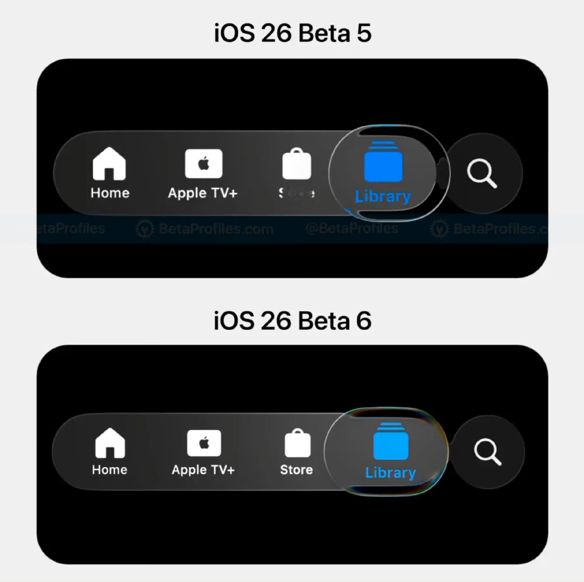 iOS 26 Beta 6 对比 Beta 5 液态玻璃的细微调整，你看出来没？