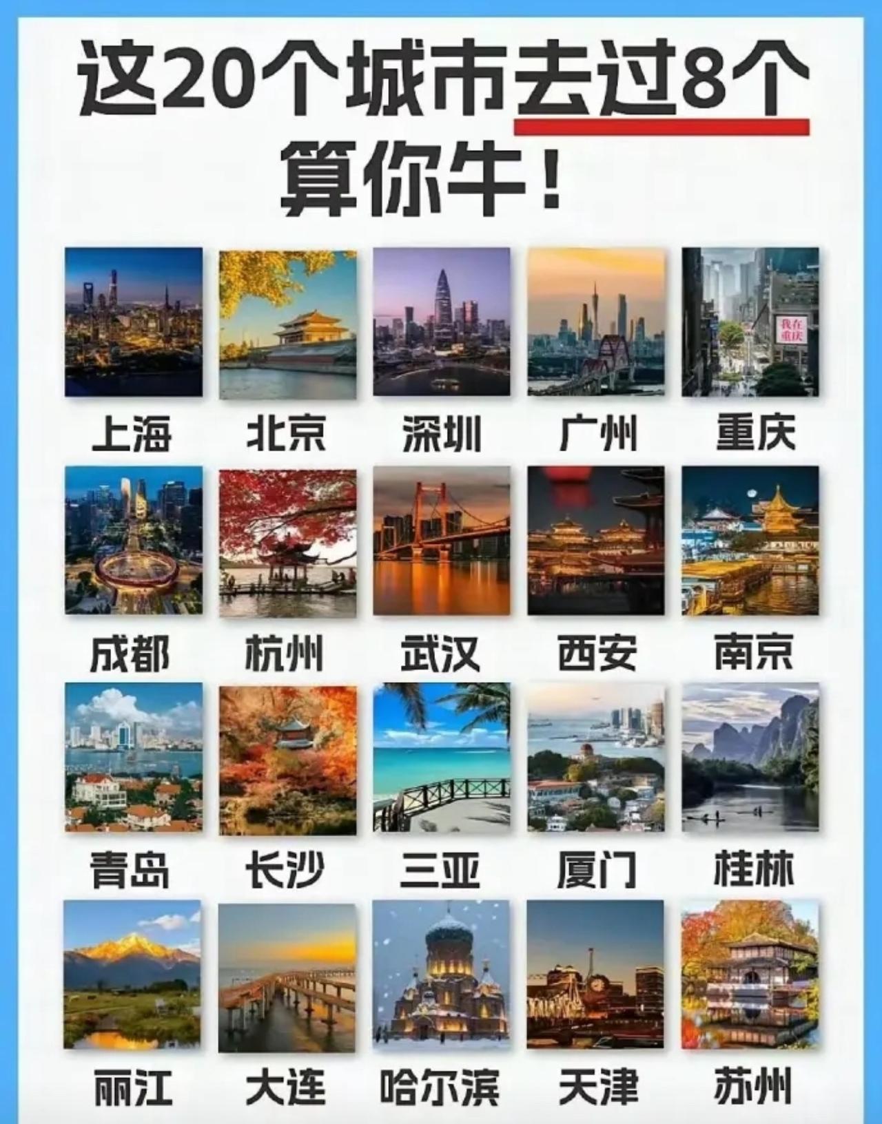 出题人放话：20座城市逛够8个就算牛人，我对着清单盘点半天，直接悟透现实真相。