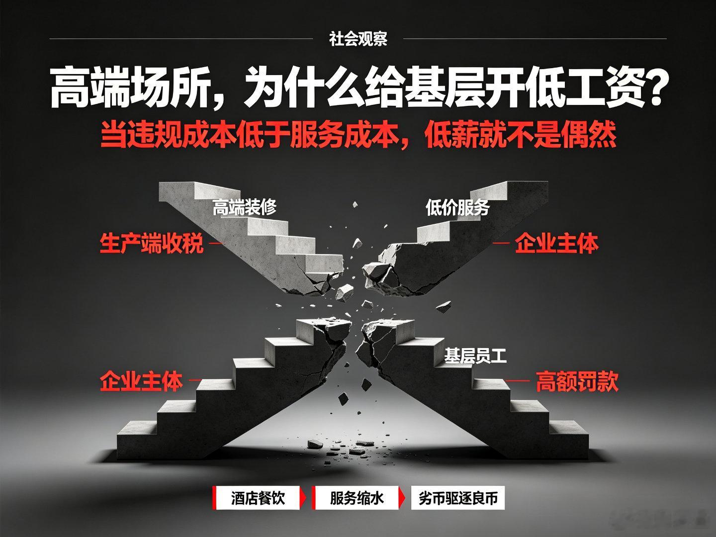 网友说再高端的场所给服务人员低工资也是低端场所，你怎么看这一说法？这种情况，本质