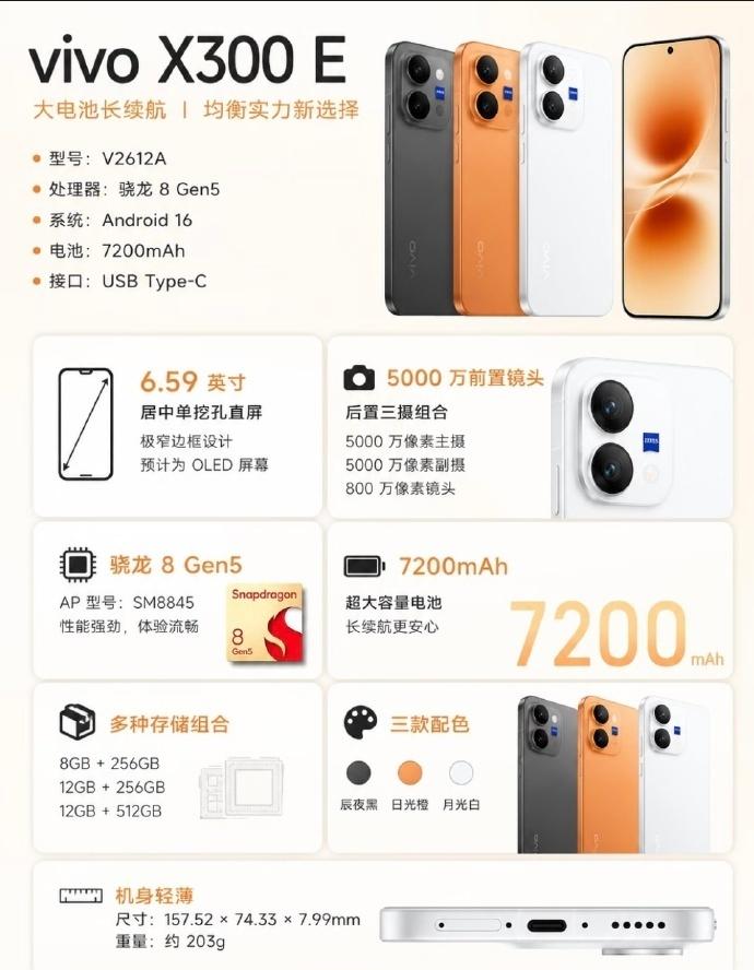 X300 E正式开启预售了[吐舌]一改X系列的圆形Deco，配置上骁龙8 Gen