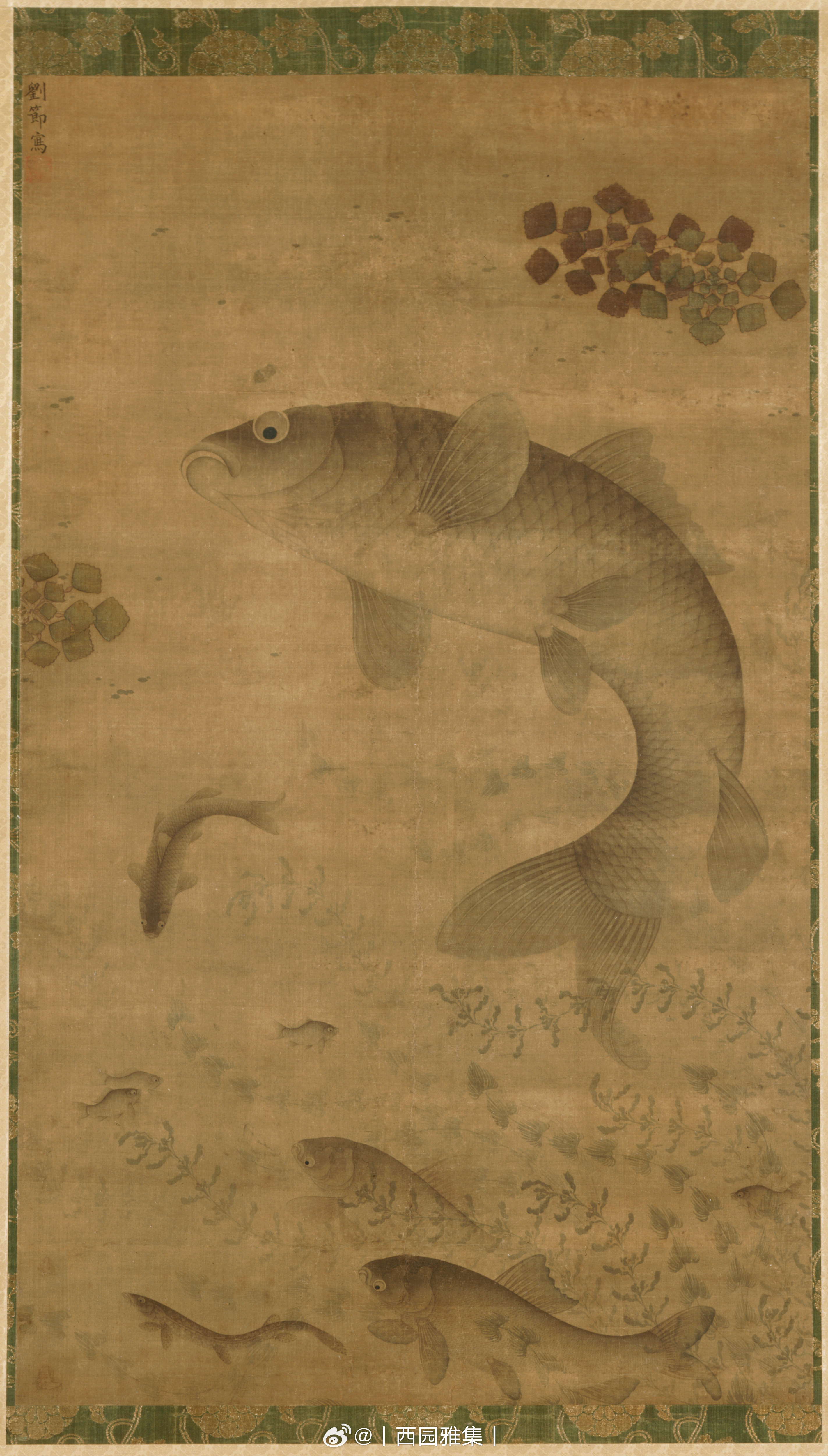 明 刘节 藻鱼图  绢本设色刘节（生卒年不详），活动于1522—1556年前后。