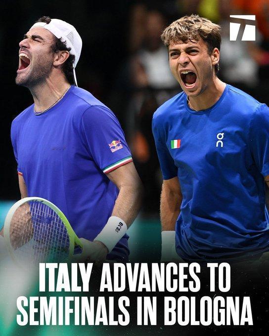 虽然缺少了辛纳和穆塞蒂，
但是贝雷蒂尼和科博利的胜利，
使意大利进入了戴维斯杯的