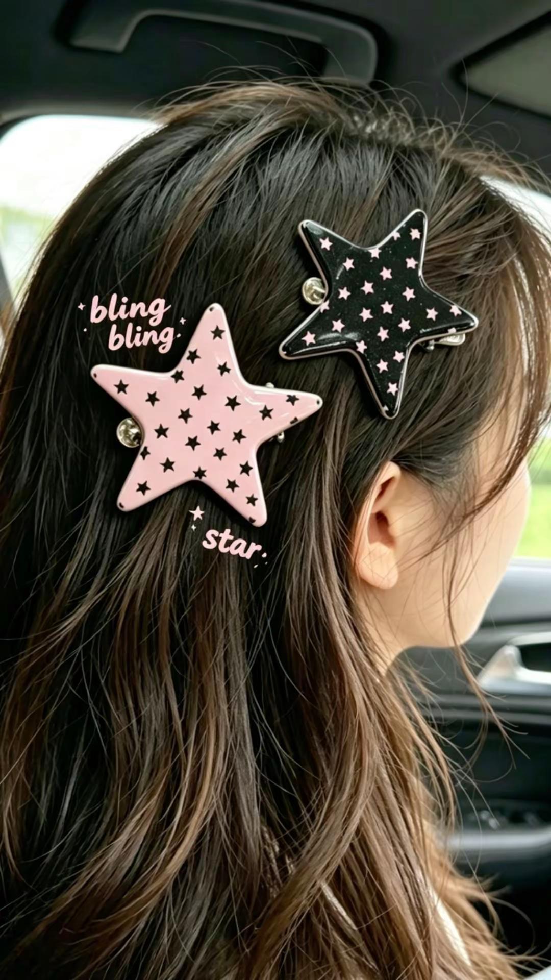 小众ins星星发饰 ，四色星星小女孩发夹 少女感 发夹发夹发饰 发夹怎么夹才好看