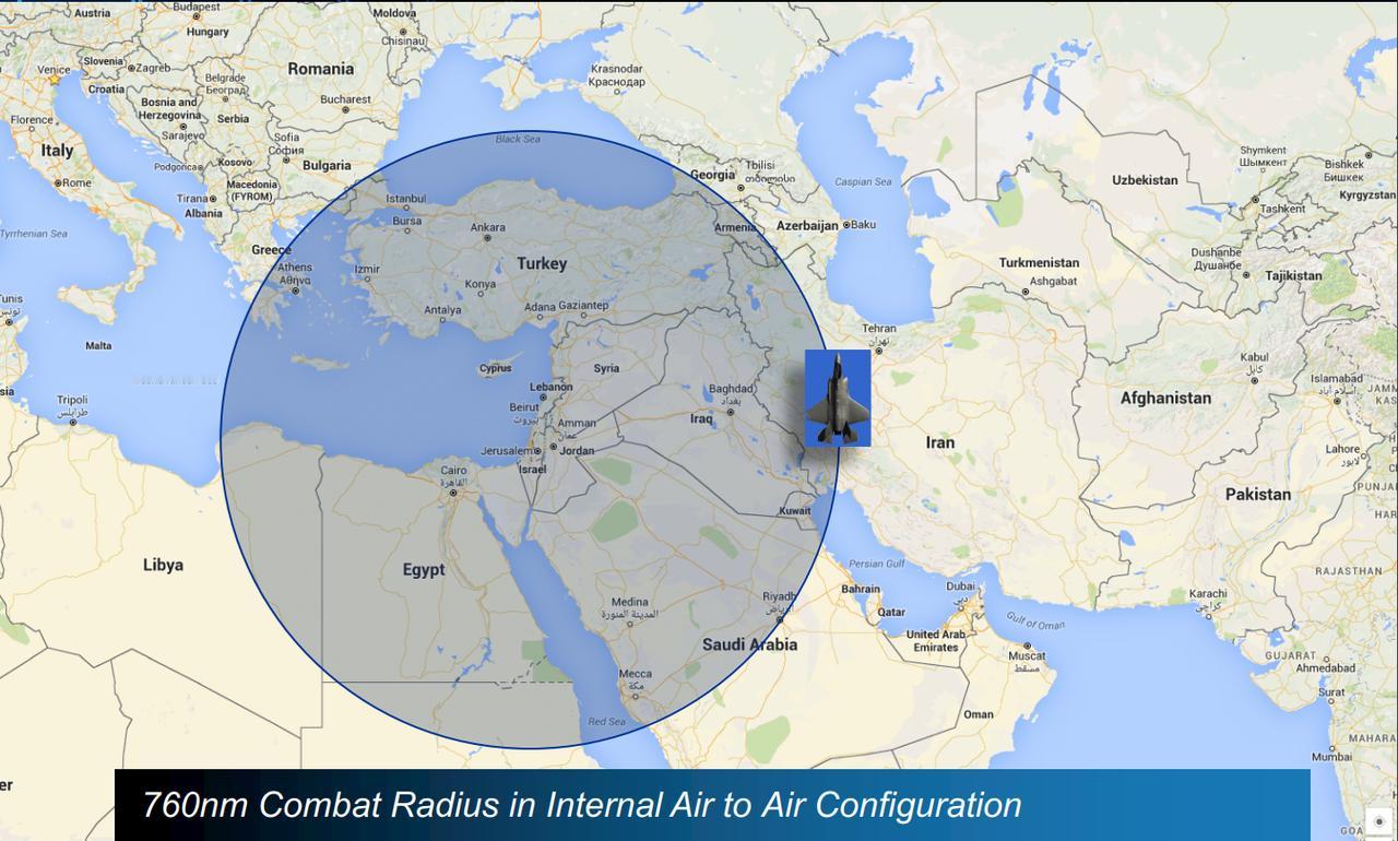 F-35将是以色列打击伊朗的重要手段，在进行空对空拦截任务时，其作战半径1400