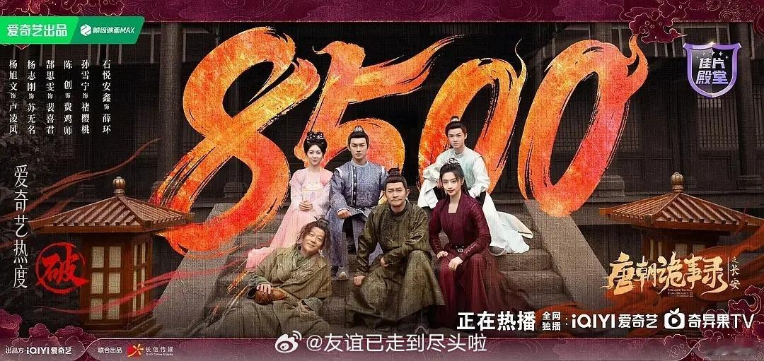 《唐朝诡事录之长安》首日热度破8500，没有流量主演带动这个热度相当牛逼，明天大