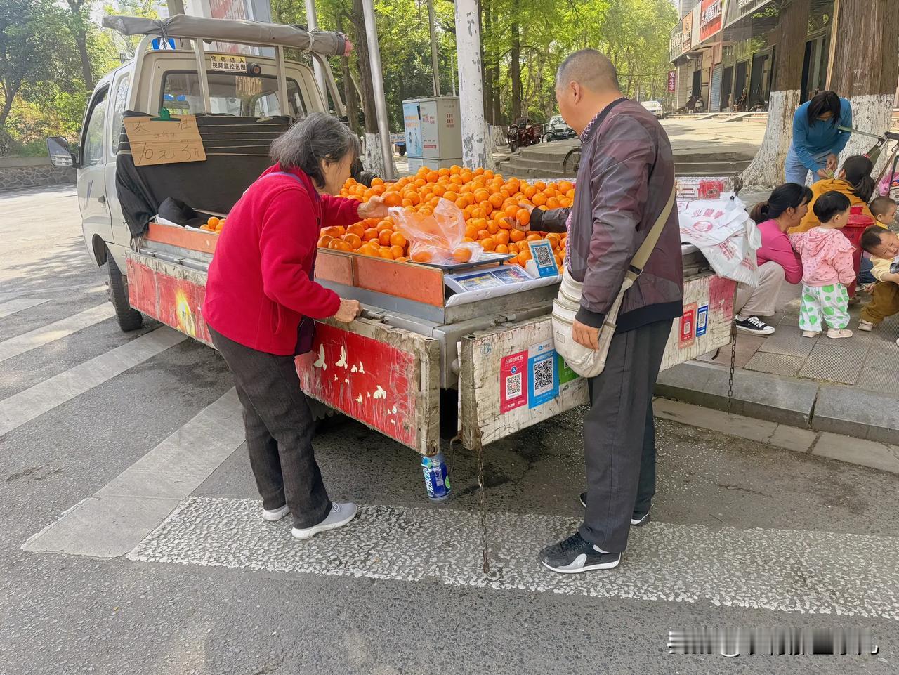 街头的卖桔子车 襄阳街头卖桔子，一车桔子黄澄澄。为市民提供了方便，也解决了农民收