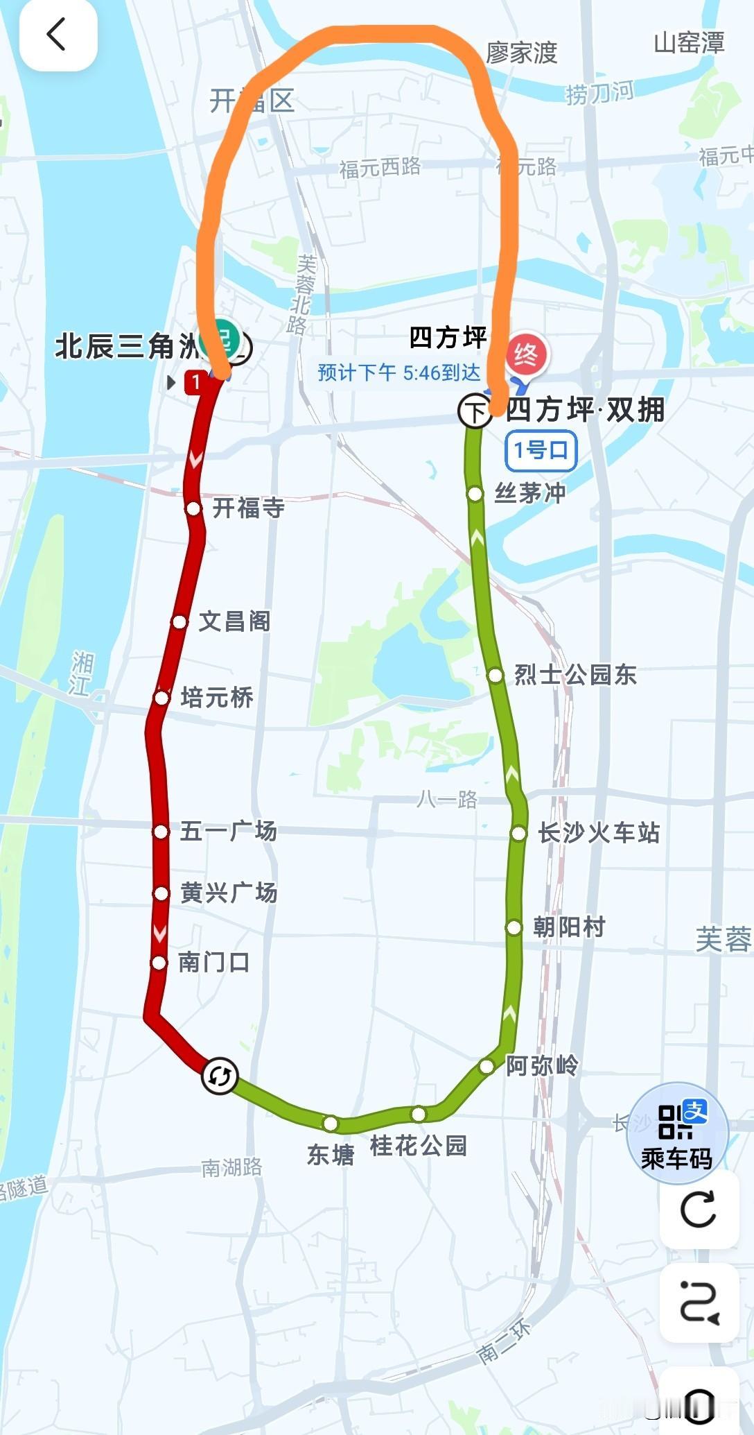 长沙的地铁如果在北边规划修建这么一段，那么环线就有了，从北辰三角州去四方坪分分钟