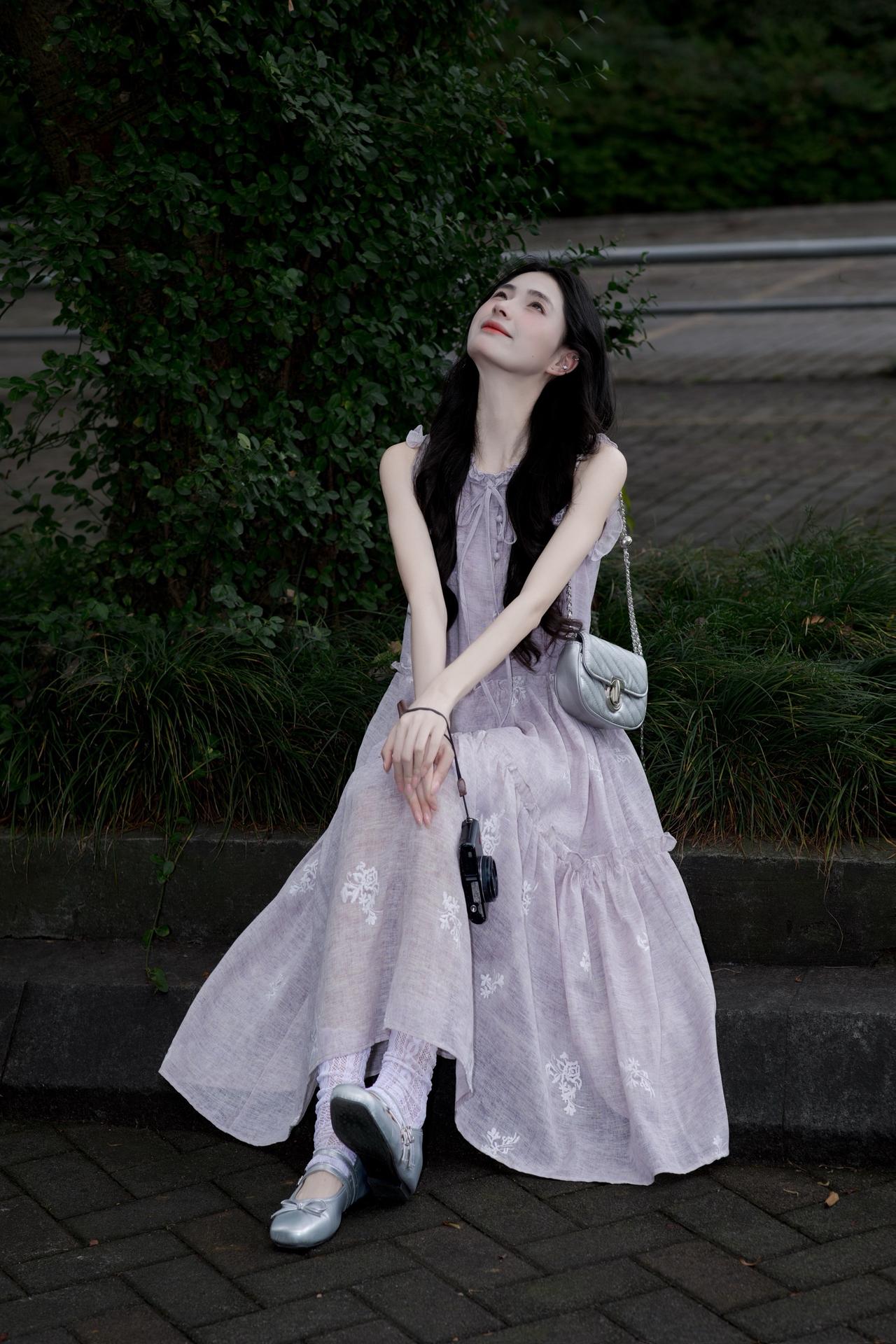 仙女裙 少女感夏日ootd 紫色连衣裙 夏日绝美仙女裙 夏日氛围感穿搭