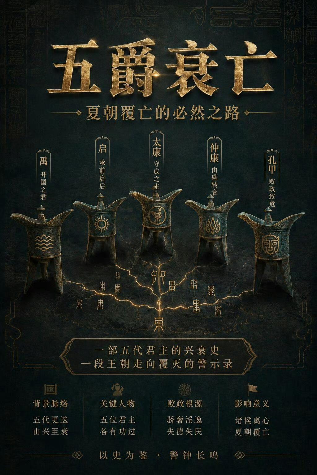 读懂夏朝五代君王兴衰，看懂华夏第一个王朝的兴亡逻辑✨
大禹治水定九州，启开启家天