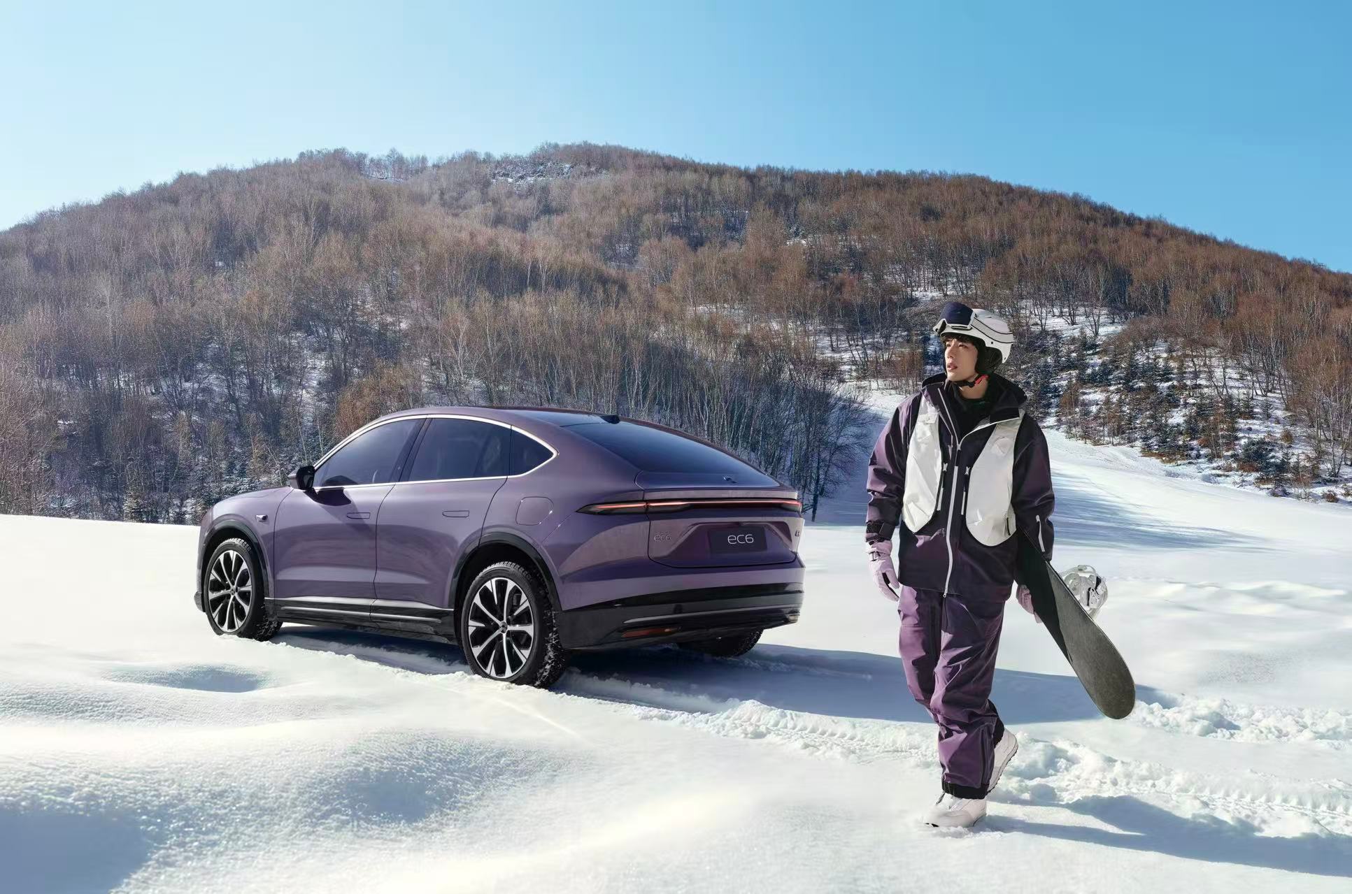 蔚来EC6和王安宇的滑雪名场面蔚来三张图同时种草了车、雪服和雪板。车我来，其他两