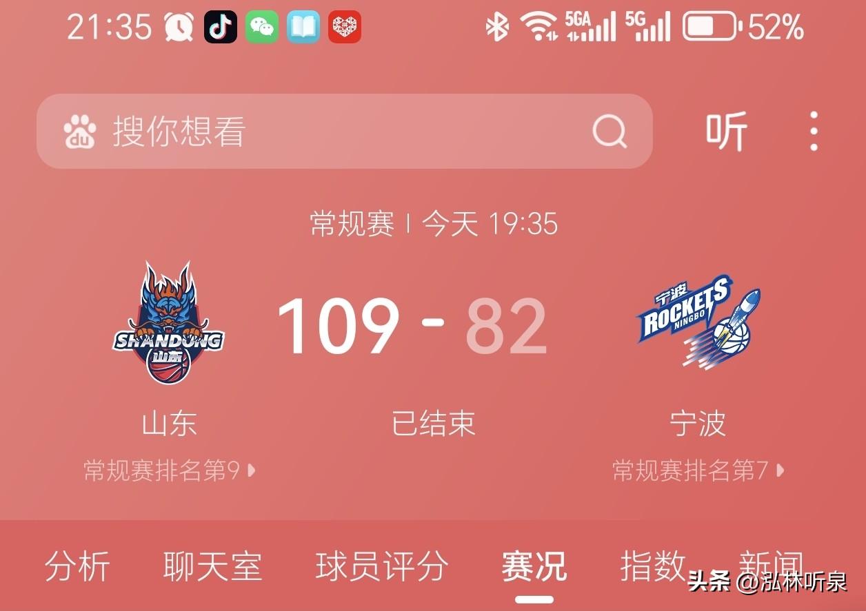 109：82，山东高速男篮临沂最后一个主场，27分大胜宁波町渥，继续保持连胜！