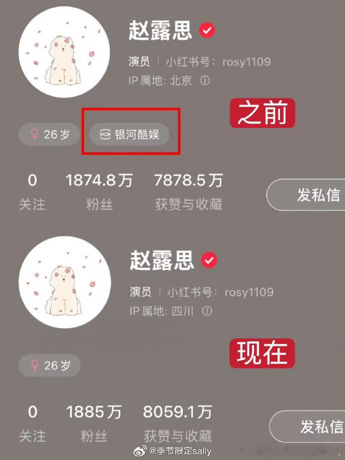 赵露思个人简介调整，银河酷娱字样已删。每部作品都藏着努力，未来可期。赵露思简介去