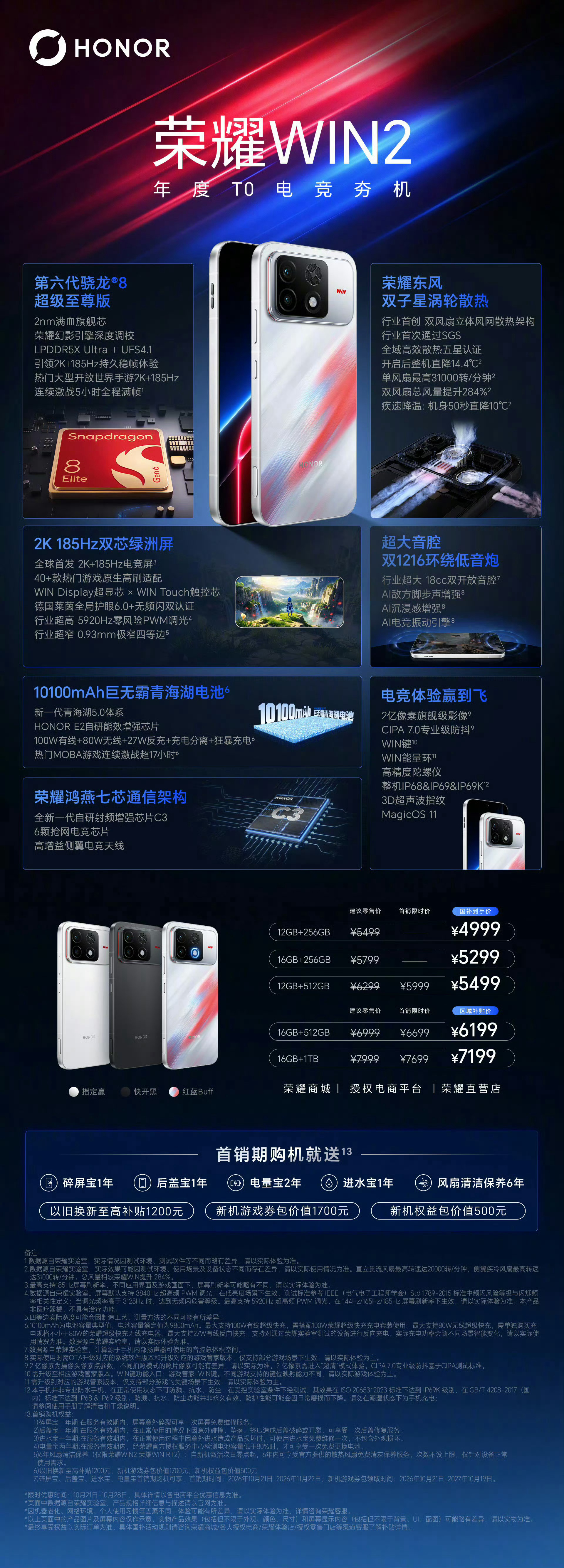荣耀WIN2系列这次发布会一共上了三款机型，覆盖两千到五千价位段，全系标配6.8