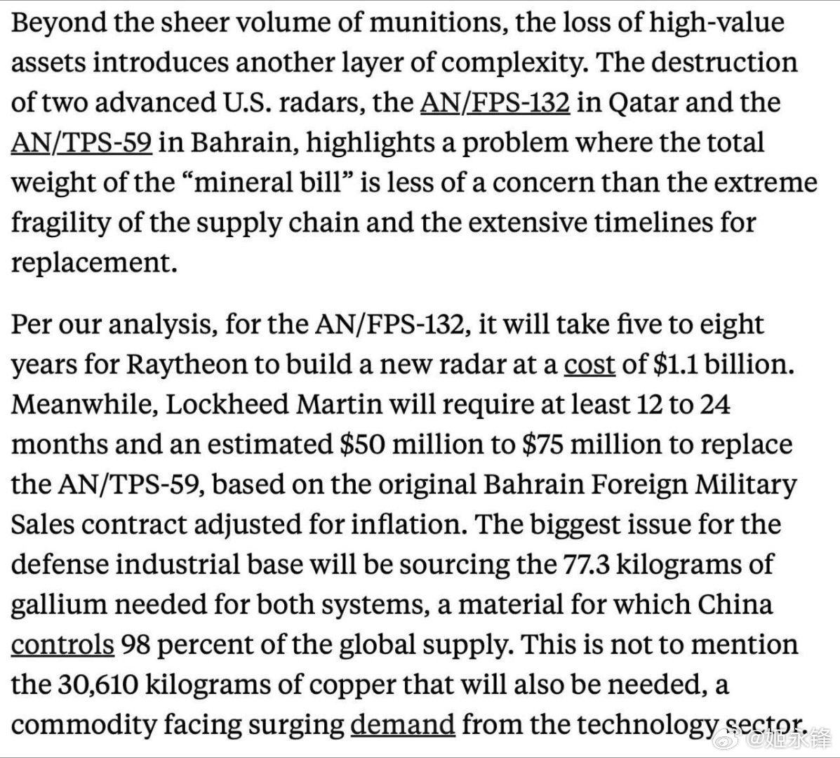 雷神公司需要 5 到 8 年的时间才能修复在以色列和伊朗于卡塔尔爆发战争初期被伊