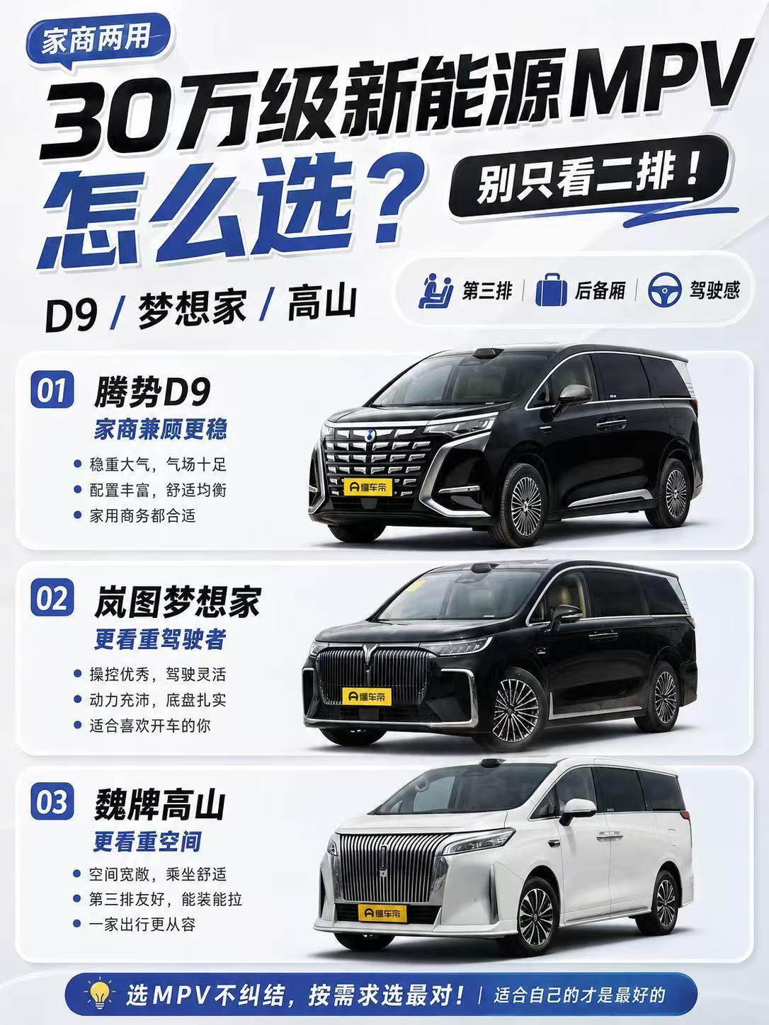 30万级MPV别只看二排：D9、梦想家、高山，真正难选的是哪一点？
 
现在看3