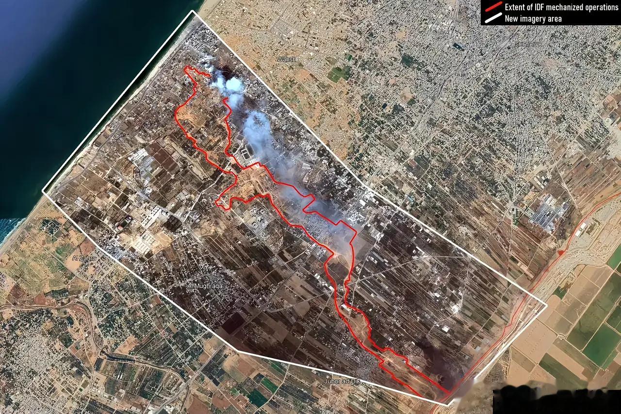 光学卫星照片证实，以色列icon国防军在加沙中部基本打穿全境 ​​​