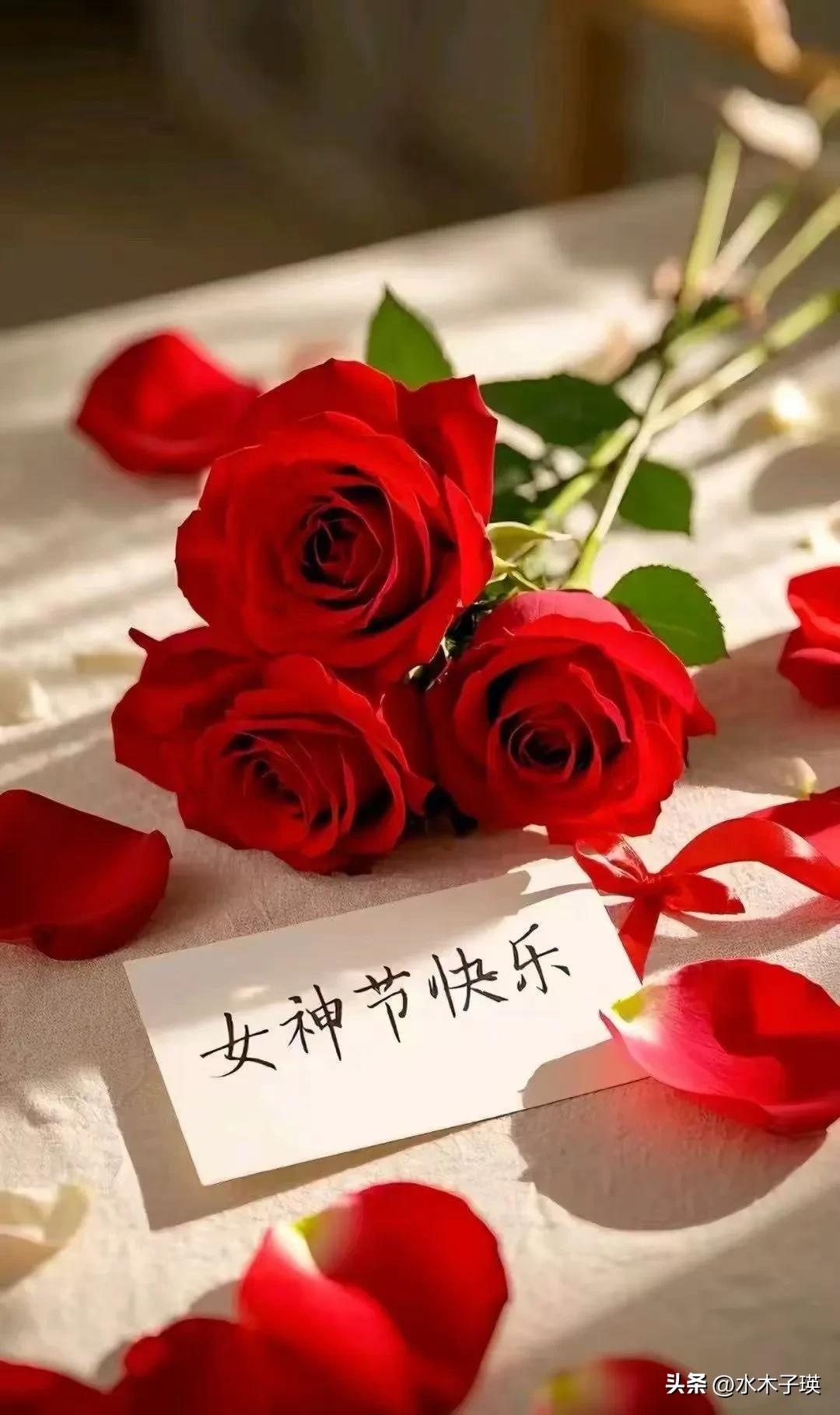 我的女神们：  节日快乐！🎉
衣如玫瑰绽放！美丽永伴身旁🌹