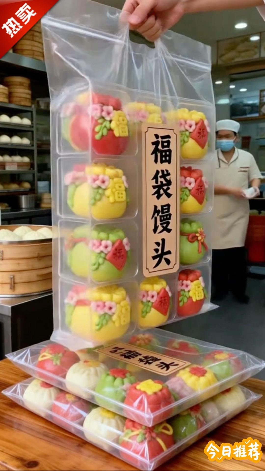 糕点 糕点美食 过年必备福袋馒头中式面点