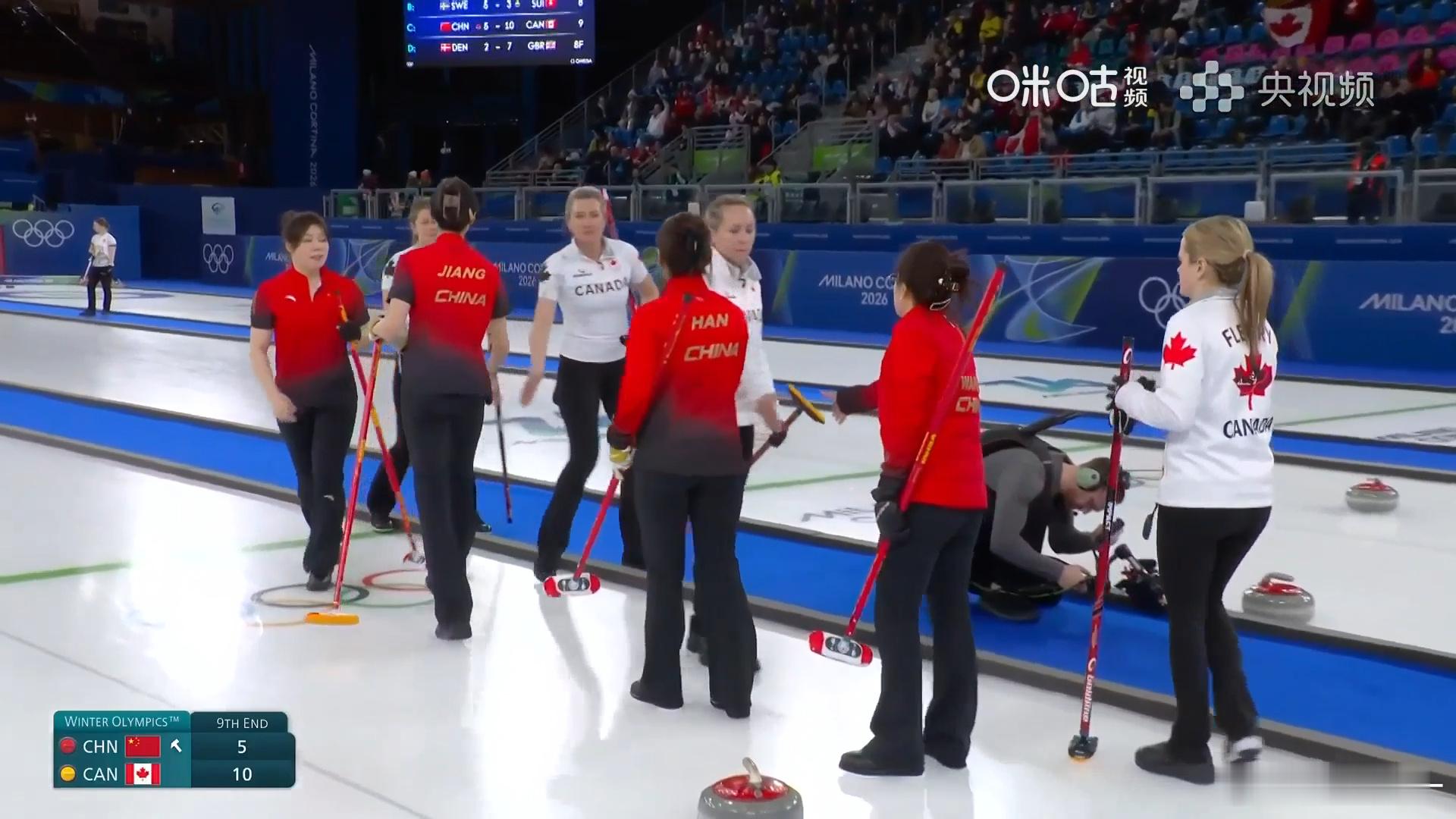 中国冰壶女队5比10加拿大米兰冬奥会女子冰壶循环赛，中国队5-10不敌加拿大队，