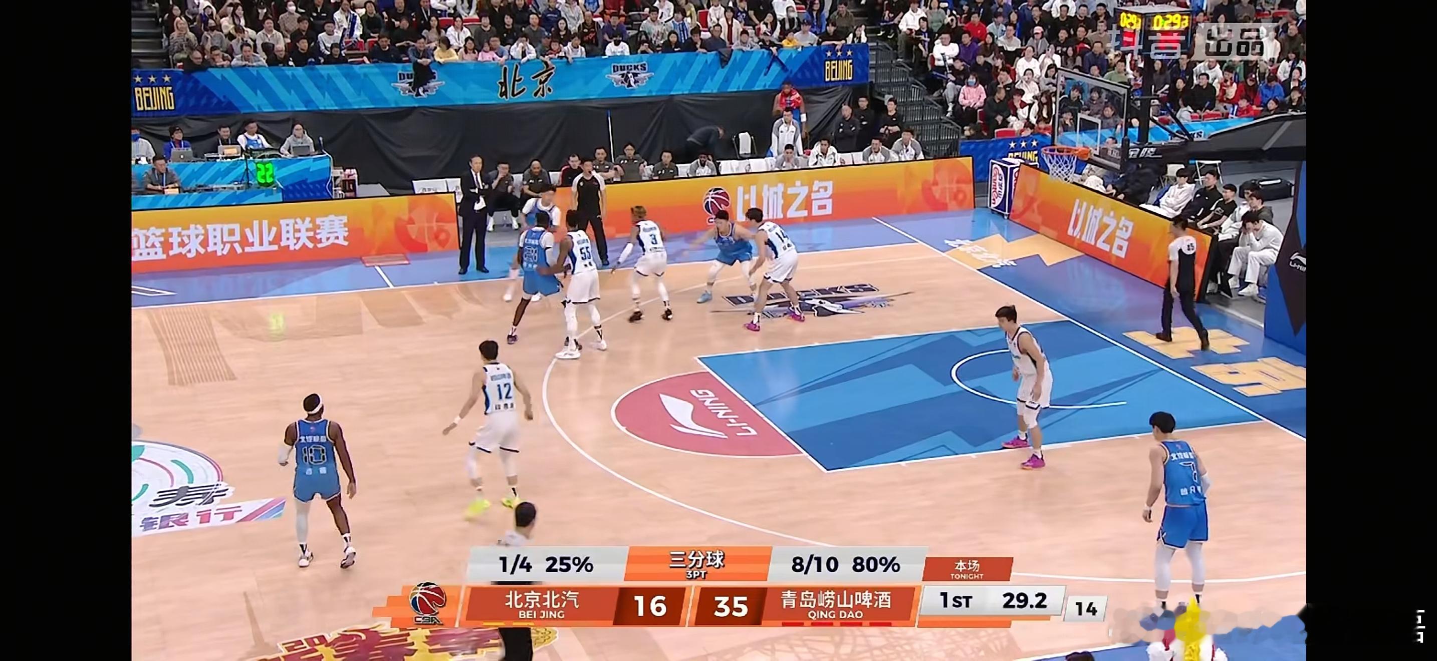 青岛队第一节三分球10中8，直接把北京投懵了！ 段昂君三分5投全中，单节15分！